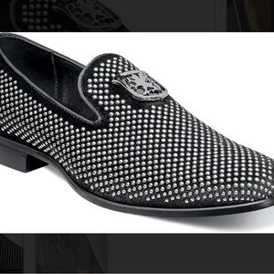Stacy Adams Black and Silver Studded Loafers